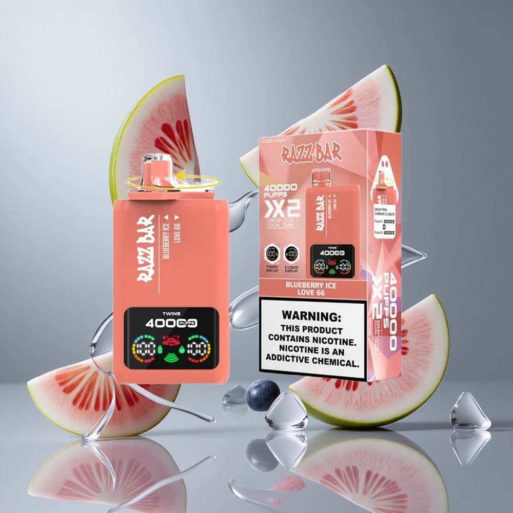 Razz Bar 40000 Bouffées Glace Myrtille_Love 66 Affichage Écran Puissance vape wholesale Belgium