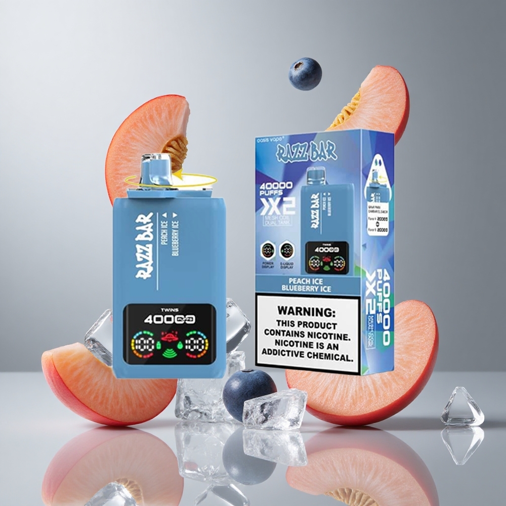 Razz Bar 40000 Bouffées Pêche Glacée_Myrtille Glacée Écran d'Alimentation vape wholesale Belgium