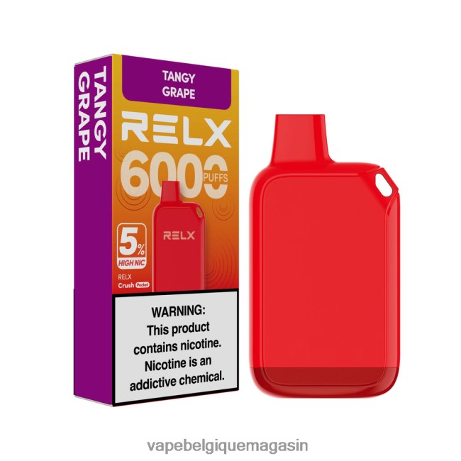 Vape Shop Bruxelles - RELX Crush Pocket 6000 5 % de nic élevé raisin acidulé BLBXJX27