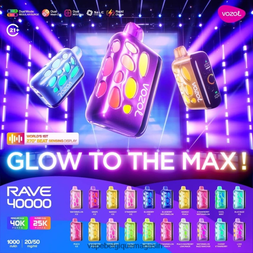 Vape Belgique - Vozol Rave 40000 2L8D4X1