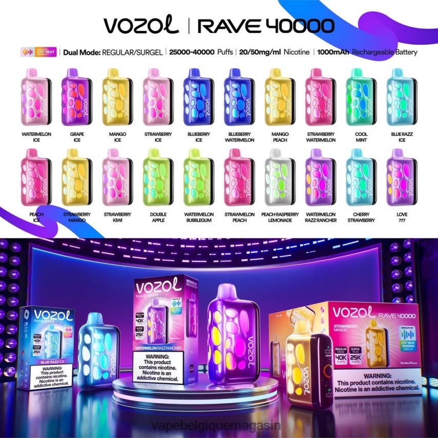 Vape Belgique - Vozol Rave 40000 2L8D4X1