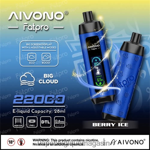 Eliquide Belgique - Aivono Fatpro 22000 HZ2D610 glace aux baies