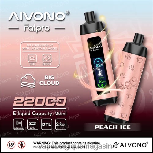 Eliquide Belgique - Aivono Fatpro 22000 HZ2D65 glace à la pêche