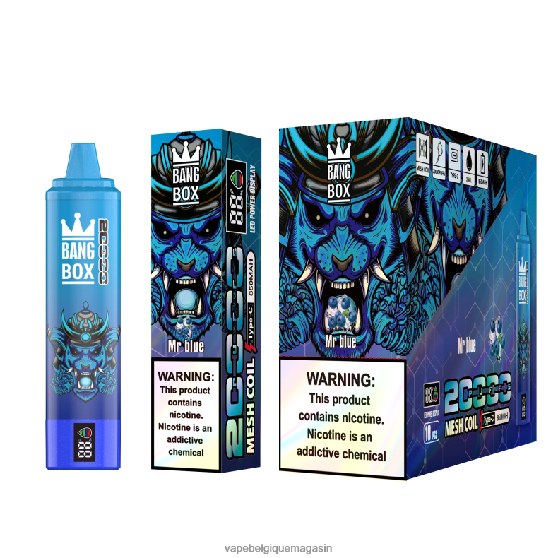 Eliquide Belgique - Bang Box Écran intelligent de 20 000 bouffées monsieur bleu 4V64F860