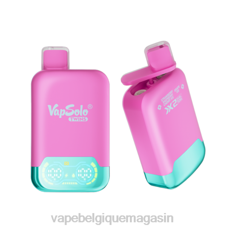 Eliquide Belgique - Vapsolo TWINS vape jetable glace fraise framboise cerise & glace raisin L8DN145