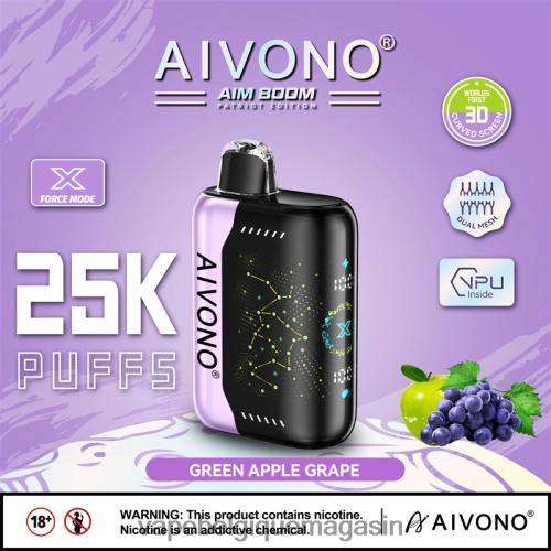 Vape Belgique - Aivono AIM BOOM 25000 HZ2D6346 raisin pomme verte