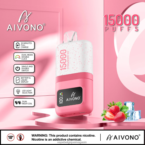 Vape Belgique - Aivono AIM magic 15000 HZ2D671 glace à la fraise
