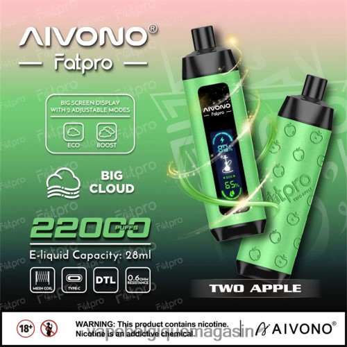 Vape Belgique - Aivono Fatpro 22000 HZ2D61 deux pommes