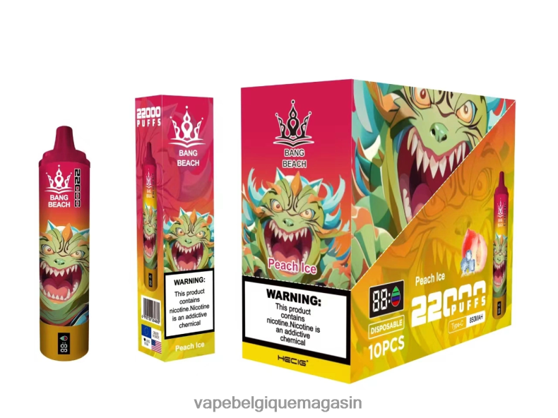 Vape Belgique - Bang Beach Écran intelligent de 22 000 bouffées glace à la pêche 4V64F816