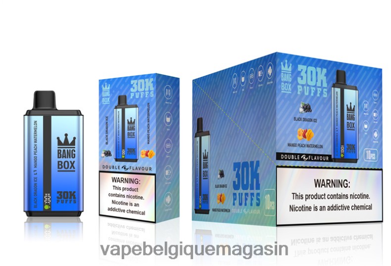 Vape Belgique - Bang Box 30 000 bouffées double saveurs glace de dragon noir et pastèque à la mangue et à la pêche 4V64F871