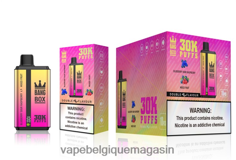 Vape Belgique - Bang Box 30 000 bouffées double saveurs myrtille, framboise acidulée et mélange de fruits 4V64F866