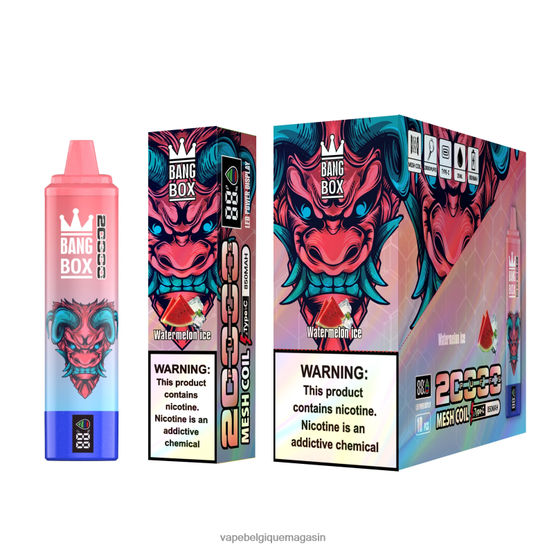 Vape Belgique - Bang Box Écran intelligent de 20 000 bouffées glace à la pastèque 4V64F856