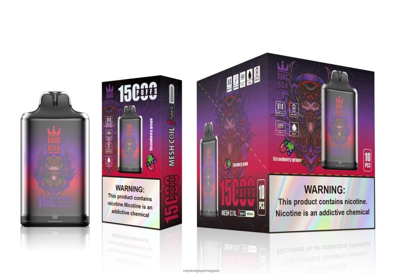 Vape Belgique - Bang Box s1-15000 bouffées raisin fraise 4V64F8111