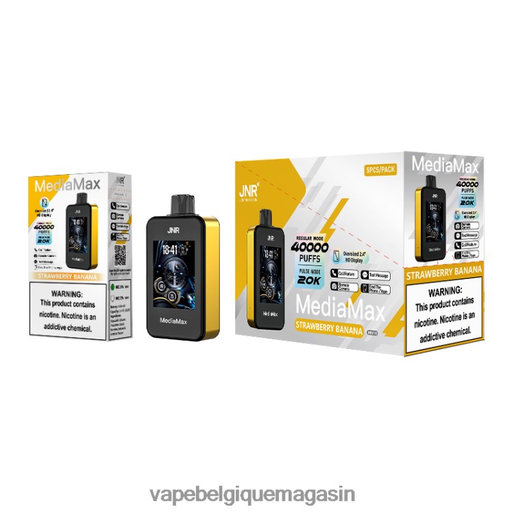 Vape Belgique - JNR MediaMax 40 000 bouffées fraise banane T26B2D16