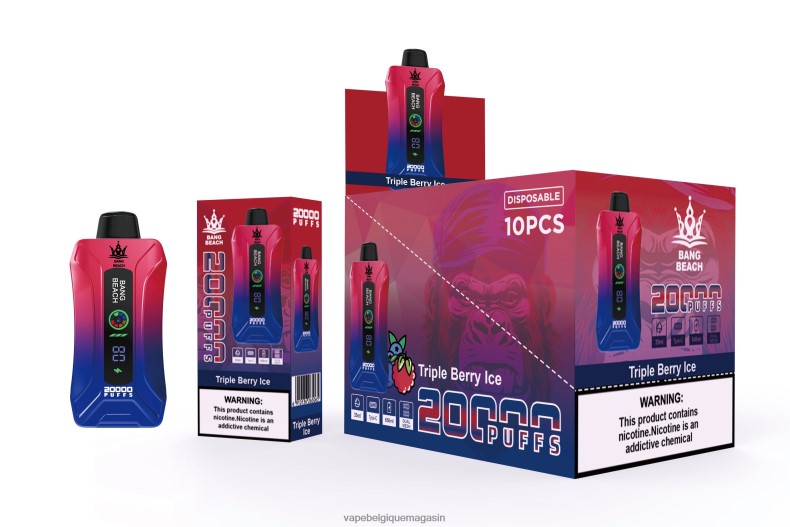 Vape Jetable - Bang Beach Vape à écran intelligent de 20 000 bouffées glace aux trois baies 4V64F88