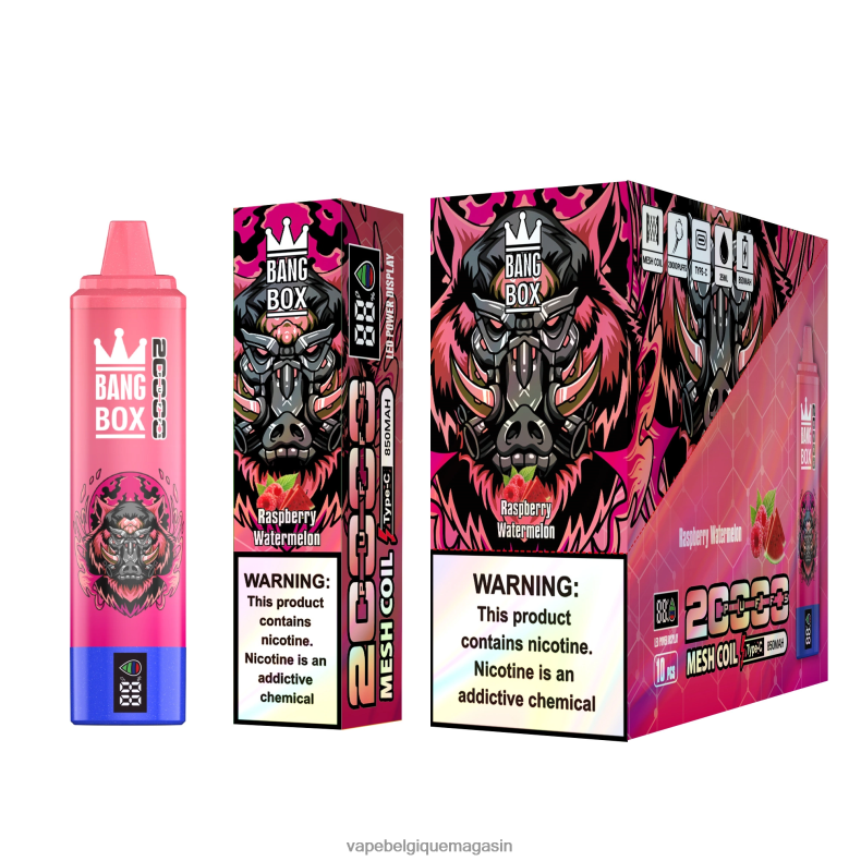 Vape Jetable - Bang Box Écran intelligent de 20 000 bouffées pastèque framboise 4V64F853