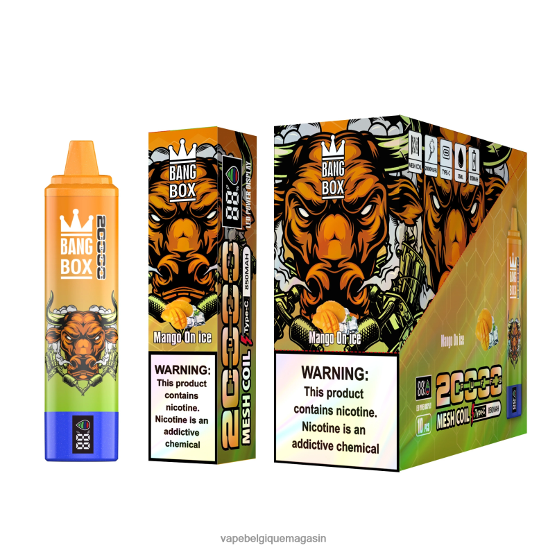 Vape Juice - Bang Box Écran intelligent de 20 000 bouffées mangue sur glace 4V64F854