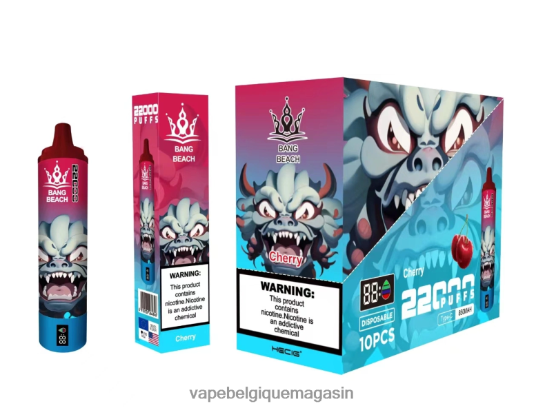 Vape Shop Bruxelles - Bang Beach Écran intelligent de 22 000 bouffées cerise 4V64F817