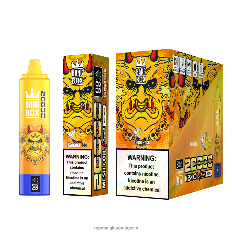 Vape Shop Bruxelles - Bang Box Écran intelligent de 20 000 bouffées glace à la banane 4V64F857