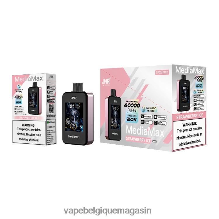 Vape Shop Bruxelles - JNR MediaMax 40 000 bouffées glace à la fraise T26B2D17