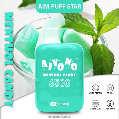 Eliquide Belgique - Aivono AIM PUFF STAR 6500 HZ2D6295 bonbons mentholés