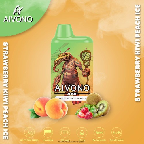 Vape Belgique - Aivono AIM MAGIC cigarette de boîte de 5800 bouches HZ2D696 glace à la pêche, fraise, kiwi