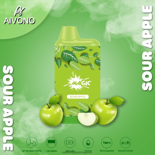 Vape Shop Bruxelles - Aivono AIM MAGIC cigarette de boîte de 5800 bouches HZ2D687 pomme aigre