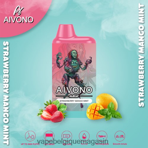 Vape Shop Bruxelles - Aivono AIM MAGIC cigarette de boîte de 5800 bouches HZ2D697 fraise mangue menthe