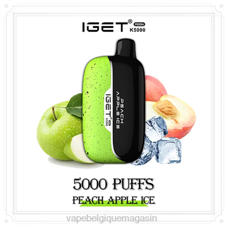 Vape Shop Bruxelles - IGET Moon k5000 6B0N7 glace aux pommes et aux pêches