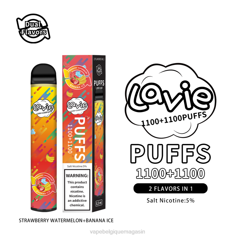 Eliquide Belgique - LAVIE BAR Switch 2200 bouffées glace fraise pastèque/banane D2F2295