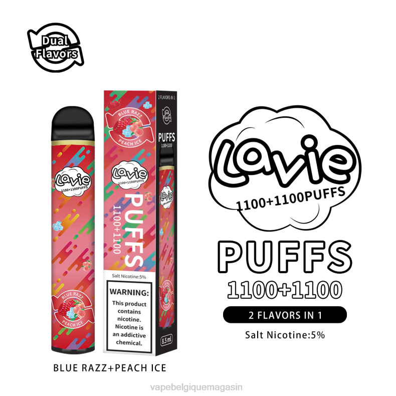 Vape Jetable - LAVIE BAR Switch 2200 bouffées glace bleue/pêche D2F2298