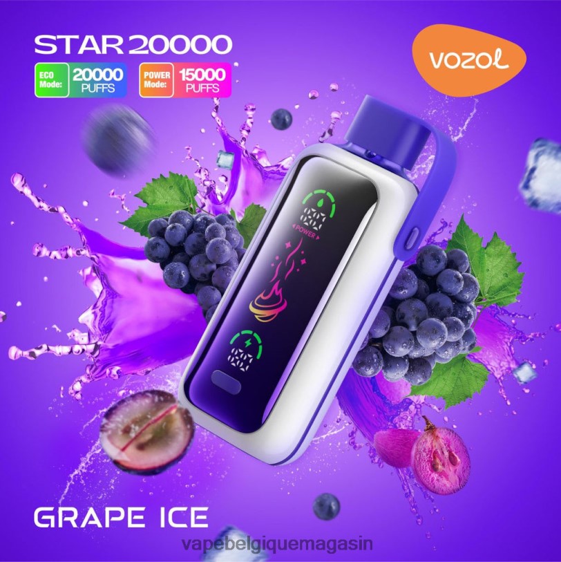 Vape Juice - VOZOL STAR 20000 8R26J9 glace aux raisins