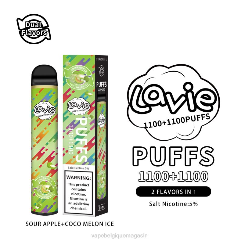 Vape Shop Bruxelles - LAVIE BAR Switch 2200 bouffées glace pomme aigre/coco melon D2F2297